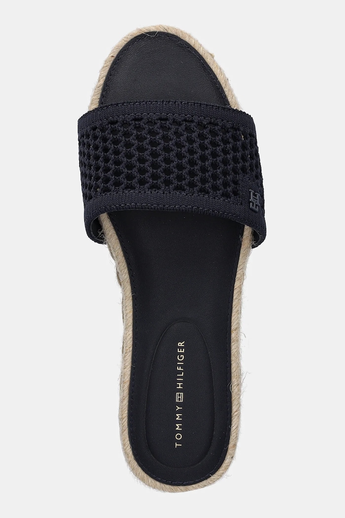 Pantofle Tommy Hilfiger KNIT MESH ESPADRILLE FLAT SANDAL námořnická modř FW0FW08744