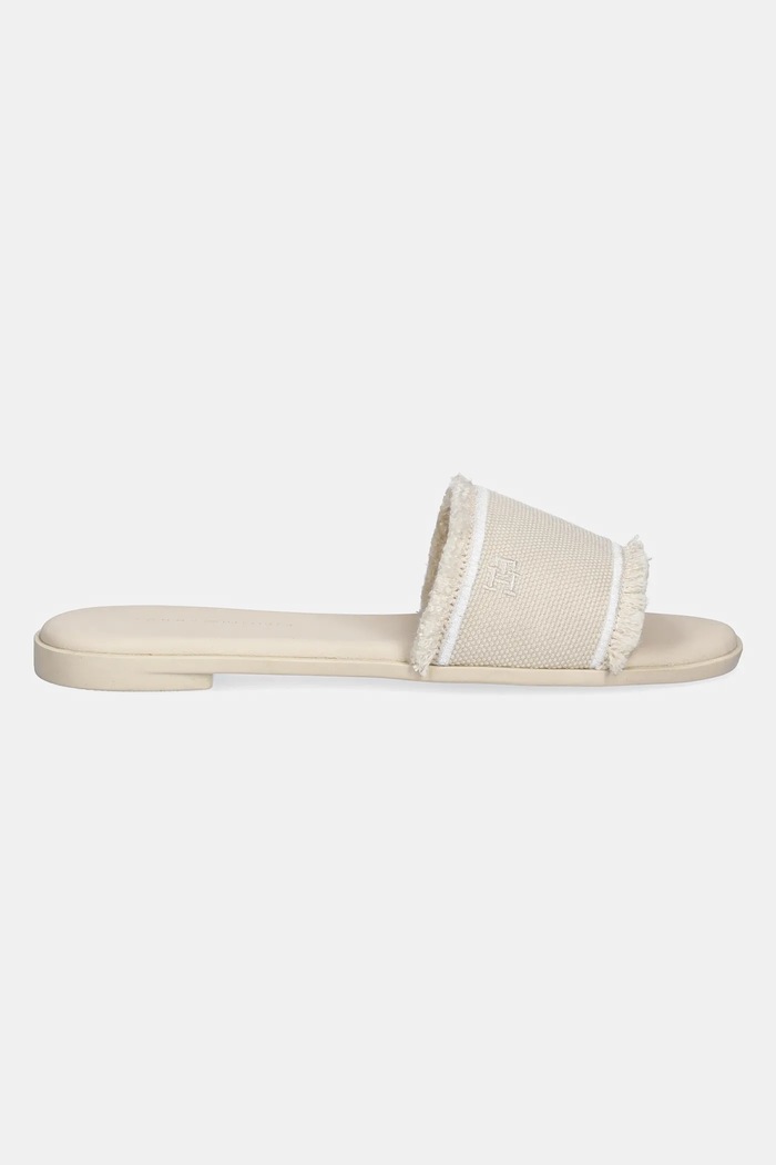 Tommy Hilfiger klapki FRINGE CANVAS FLAT SANDAL FW0FW08908 beżowy AW25