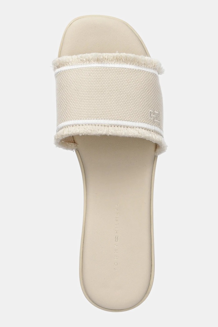 Tommy Hilfiger klapki FRINGE CANVAS FLAT SANDAL beżowy FW0FW08908