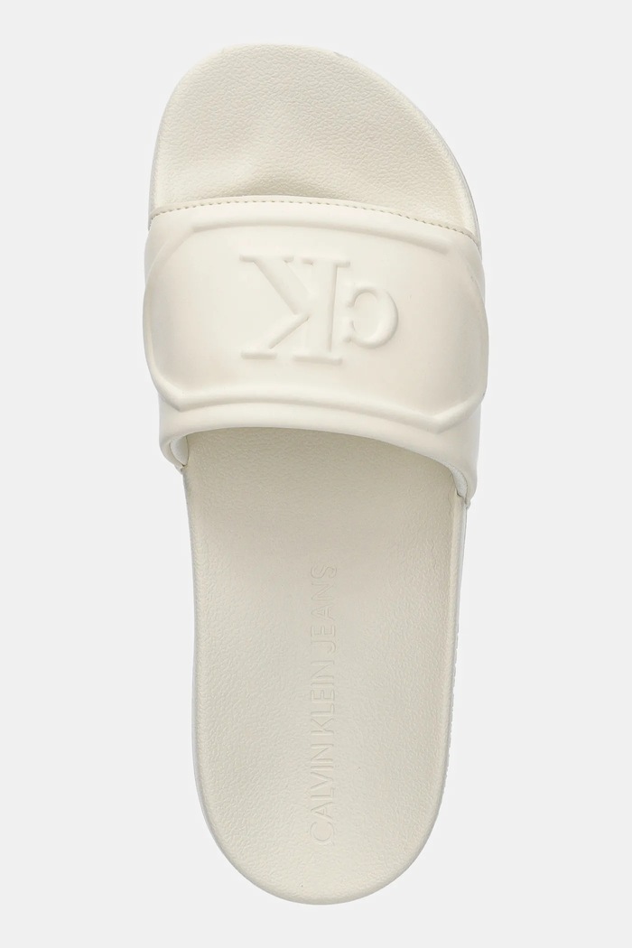 Παντόφλες Calvin Klein Jeans SLIDE PU HF MG μπεζ YW0YW01879