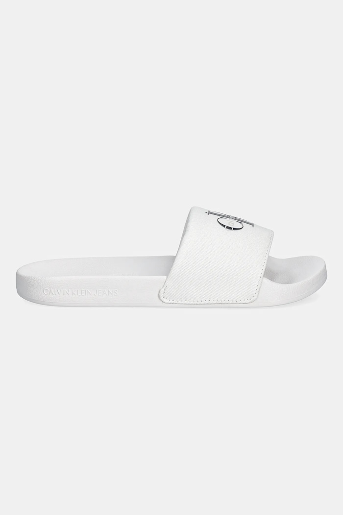 Παντόφλες Calvin Klein Jeans SLIDE MONOGRAM WN LOGO CK YW0YW01967 λευκό AW25