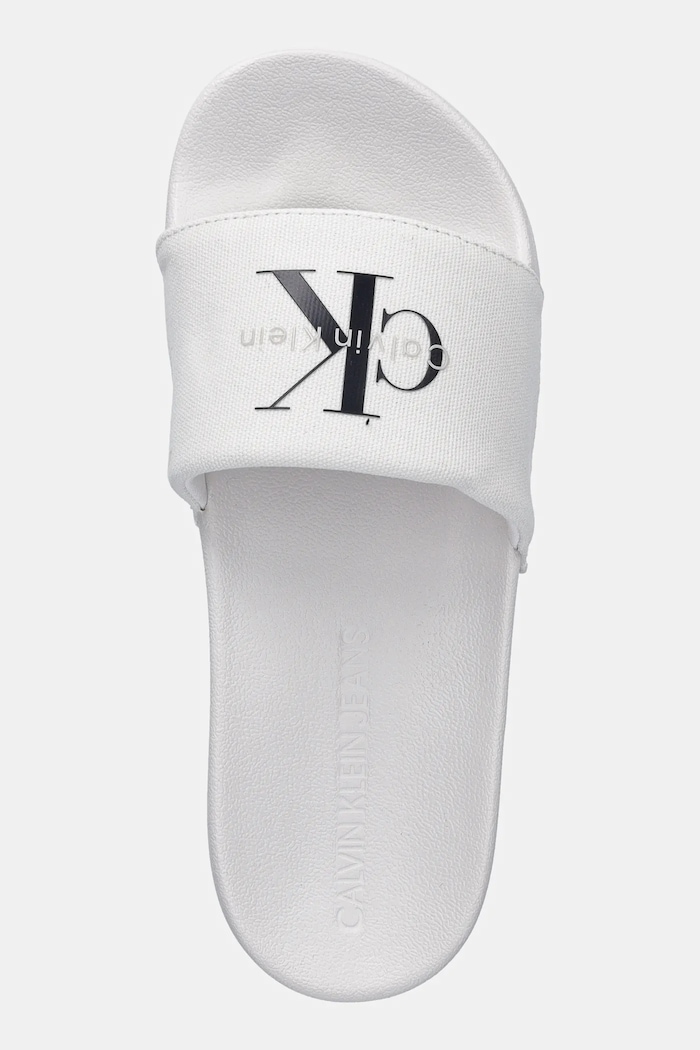 Παντόφλες Calvin Klein Jeans SLIDE MONOGRAM WN LOGO CK λευκό YW0YW01967