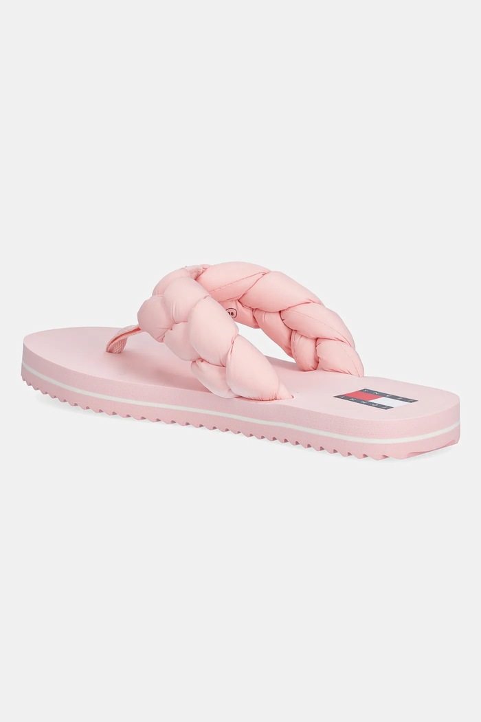 Obuwie Tommy Jeans japonki damskie BRAIDED THONG BEACH SANDAL EN0EN02877 różowy