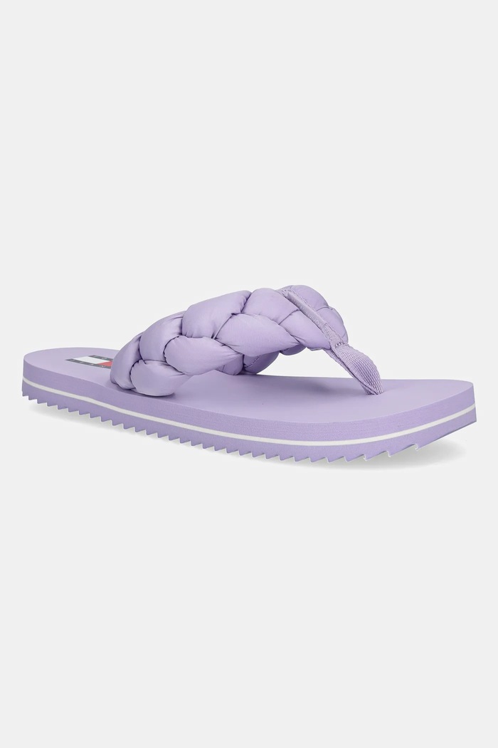 Tommy Jeans japonki damskie BRAIDED THONG BEACH SANDAL tekstylny fioletowy EN0EN02877
