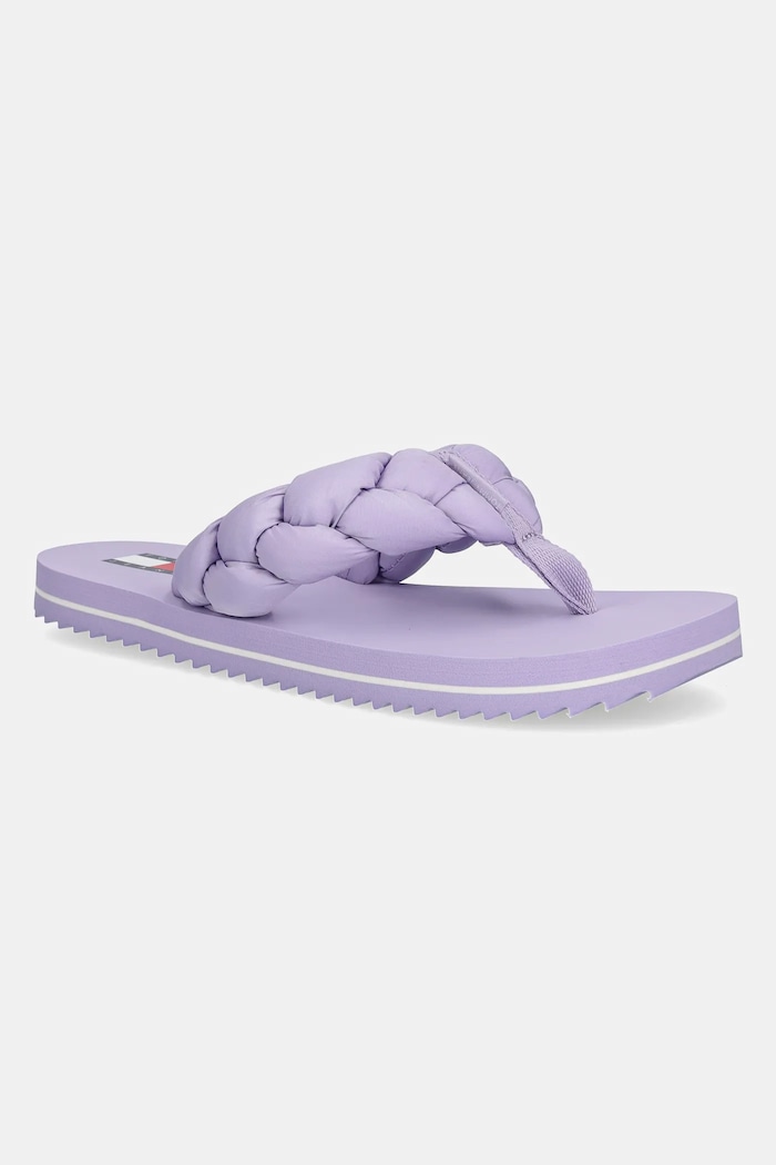 Tommy Jeans japonki damskie BRAIDED THONG BEACH SANDAL tekstylny fioletowy EN0EN02877