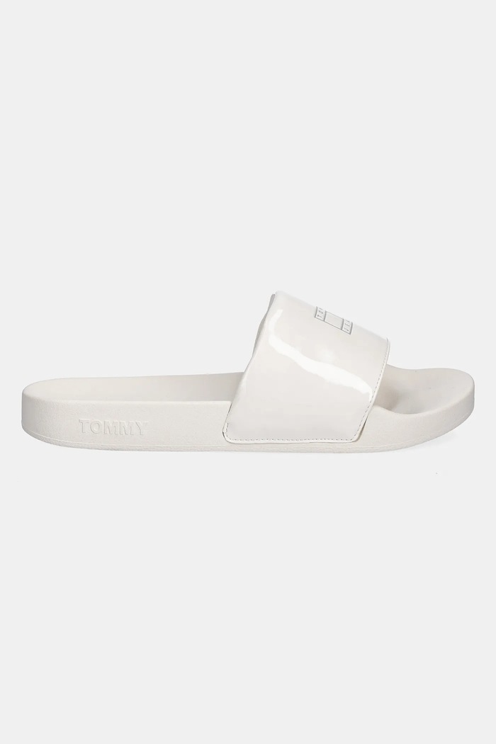Šlapky Tommy Jeans FLAG POOL SLIDE PATENT EN0EN02901 béžová AW25