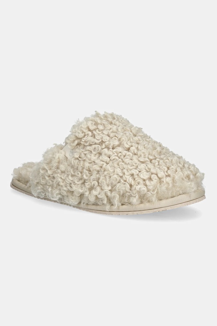 Calvin Klein papucs CLOSE SLIPPER FUR bézs YW0YW01975