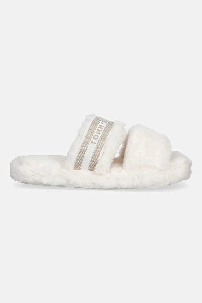 Tommy Hilfiger Papuče Tommy Hilfiger HILFIGER FUR SLIPPER FW0FW08854 béžová AW25