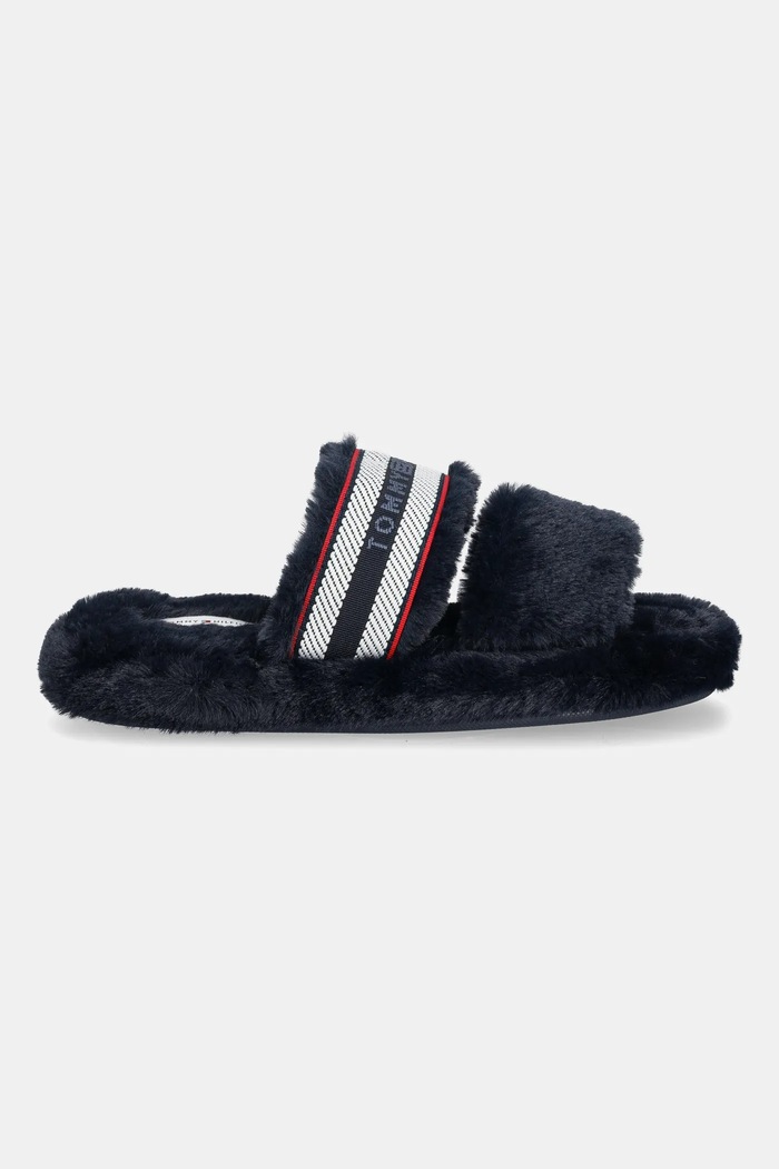 Tommy Hilfiger Kapcie HILFIGER FUR SLIPPER FW0FW08854 granatowy AW25