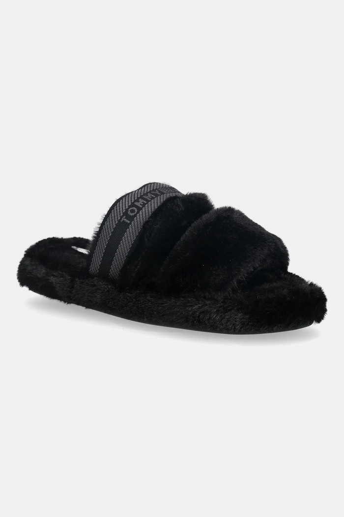 Παντόφλες Tommy Hilfiger HILFIGER FUR SLIPPER μαύρο FW0FW08854