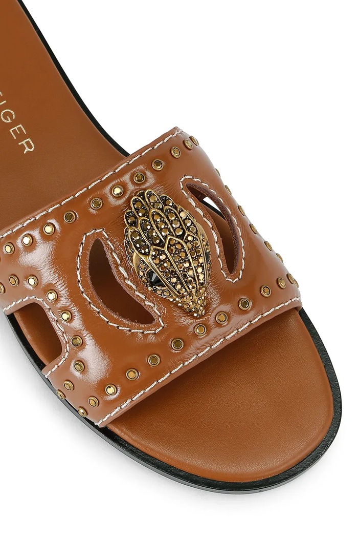 Obutev Usnjeni natikači Kurt Geiger London Eagle Stud Cut Out Flat 4734433309.TAN bež