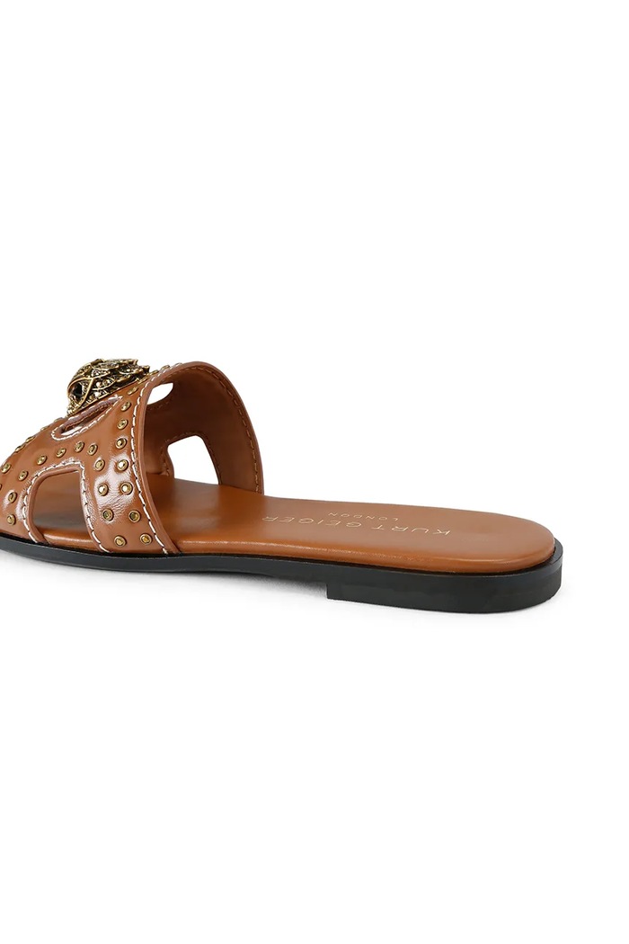 Usnjeni natikači Kurt Geiger London Eagle Stud Cut Out Flat 4734433309.TAN bež
