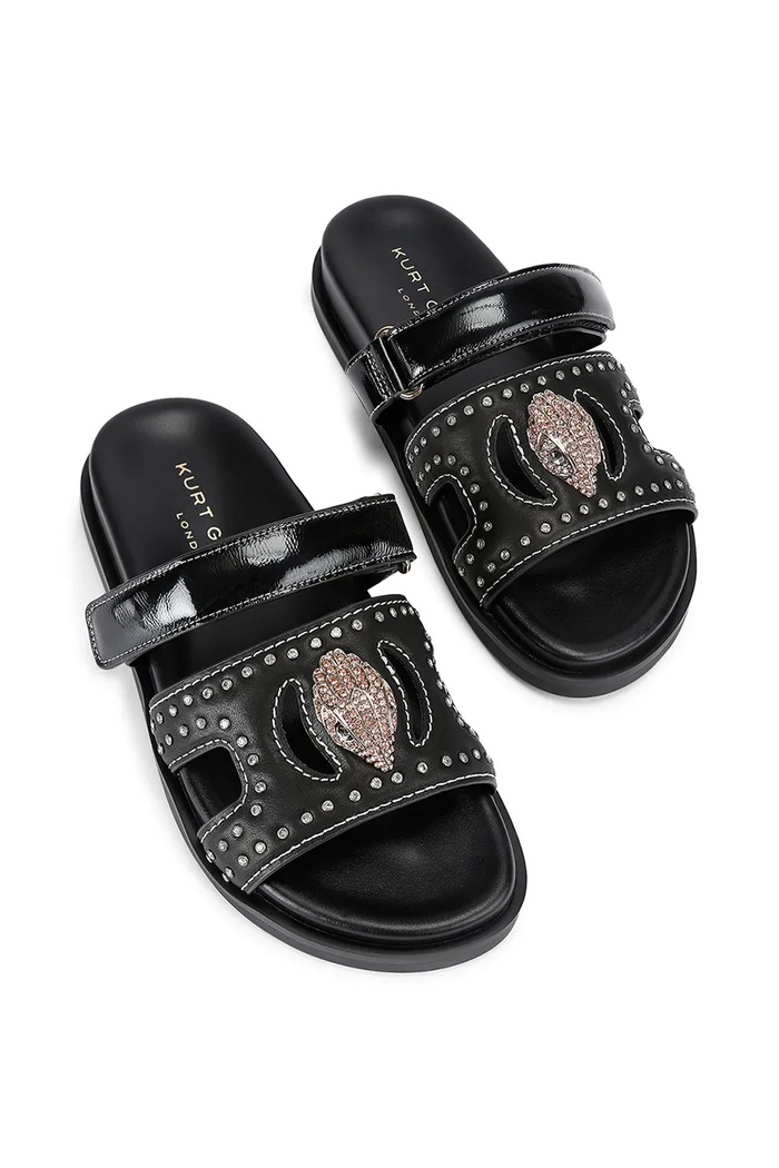 Kurt Geiger London șlapi de piele Eagle Stud Cut Out Sdl 4734209139.BLKOTHER negru AW25