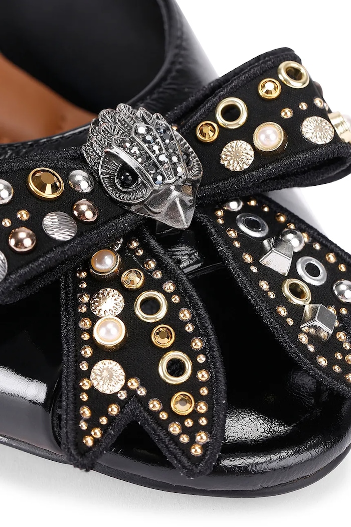 Kožené pantofle Kurt Geiger London Belgravia Stud Bow Mule černá 4711005309.BLKCOMB