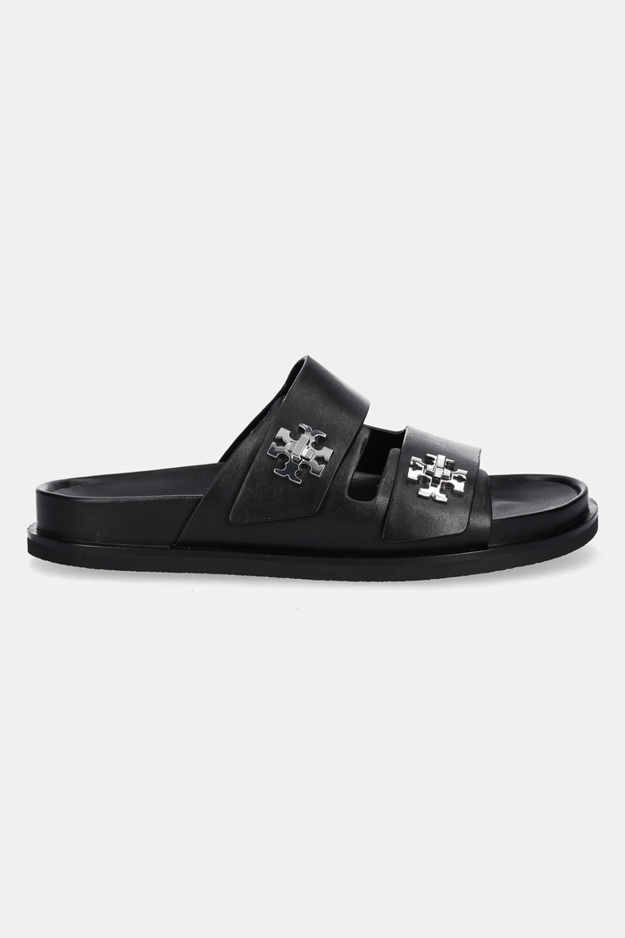 Tory Burch șlapi de piele T Lock Sport Slide 175640.006 negru AW25