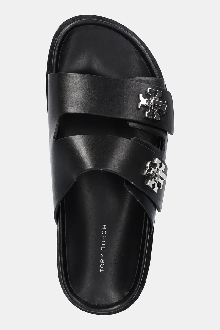 Tory Burch șlapi de piele T Lock Sport Slide negru 175640.006