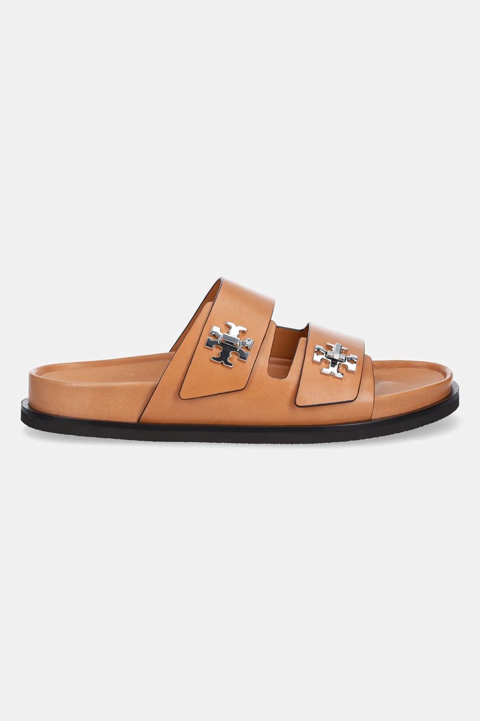 Kožené šľapky Tory Burch T Lock Sport Slide 166905.250 hnedá AW25