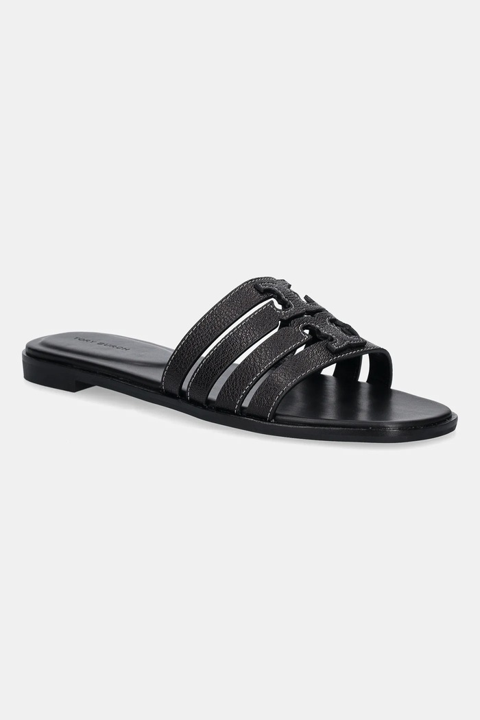 Kožené pantofle Tory Burch Ines Cage Slide přírodní kůže černá 158616.006