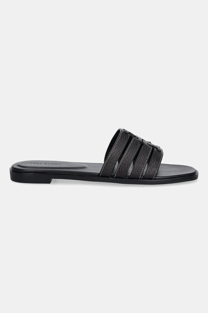 Kožené pantofle Tory Burch Ines Cage Slide 158616.006 černá AW25