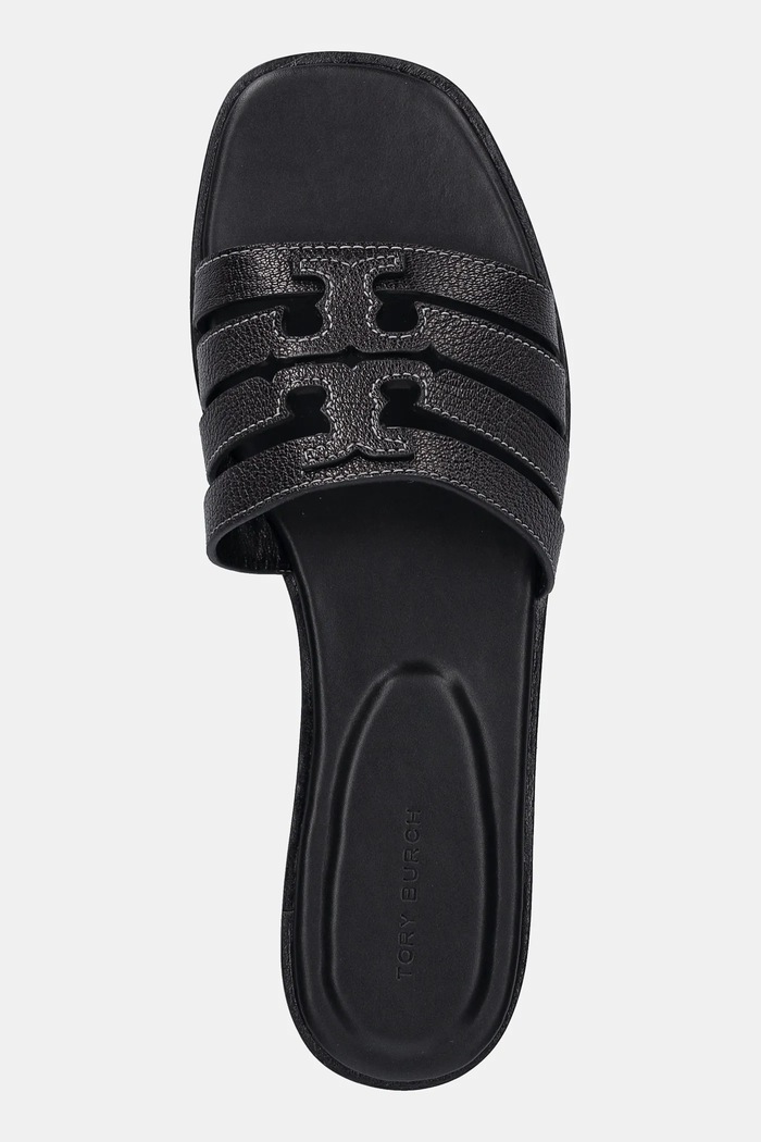 Kožené pantofle Tory Burch Ines Cage Slide černá 158616.006