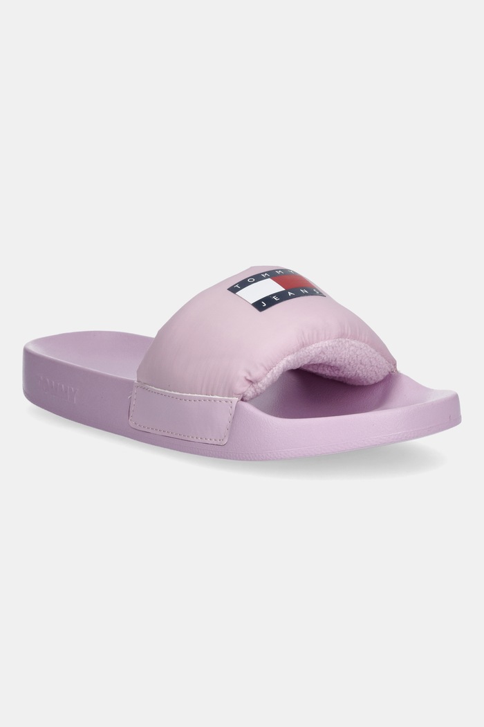 Tommy Jeans papuci TJW COMFY POOL SLIDE textil roz EN0EN02854