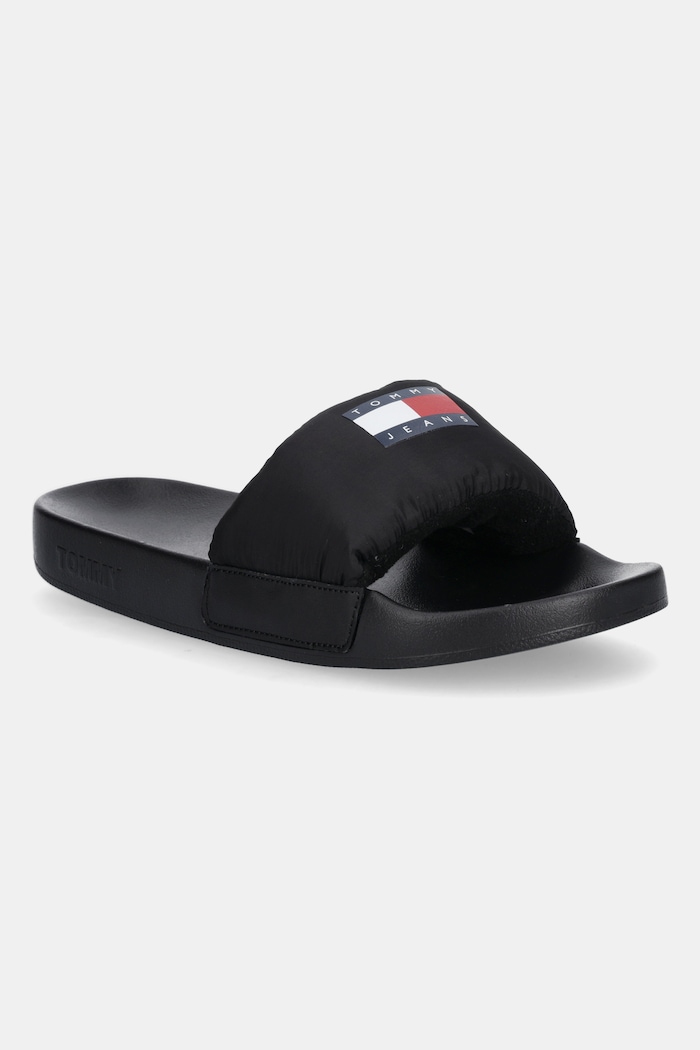 Tommy Jeans papuci TJW COMFY POOL SLIDE textil negru EN0EN02854