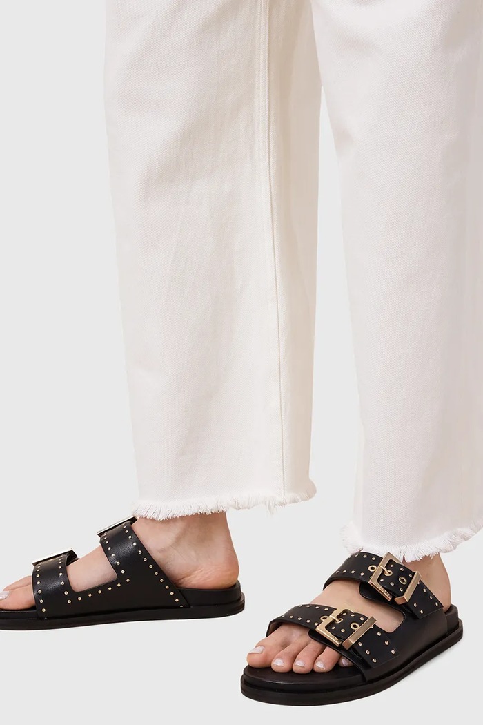 AllSaints klapki skórzane Magda Stud Sandal W114FC