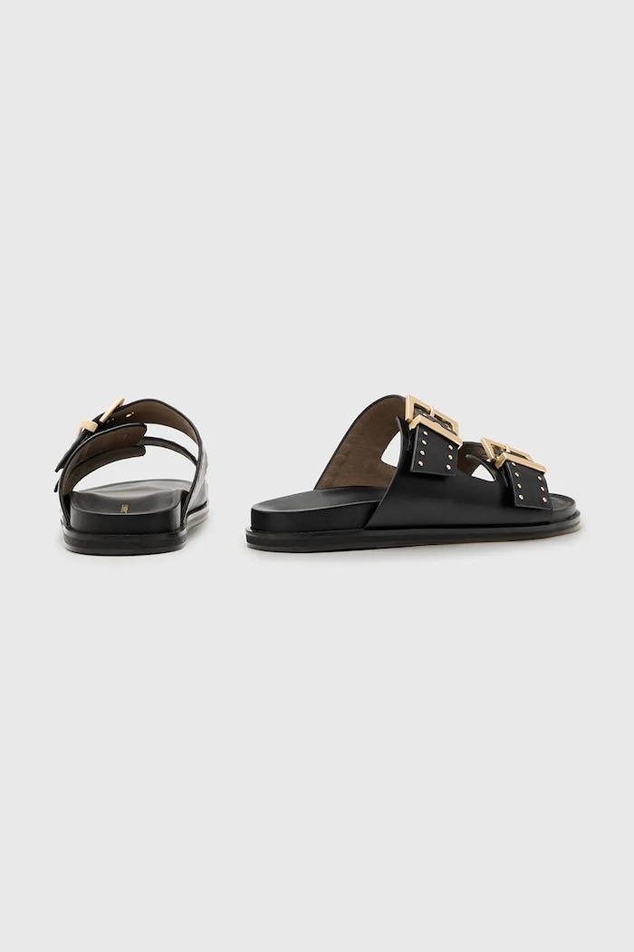 Obuwie AllSaints klapki skórzane Magda Stud Sandal W114FC czarny