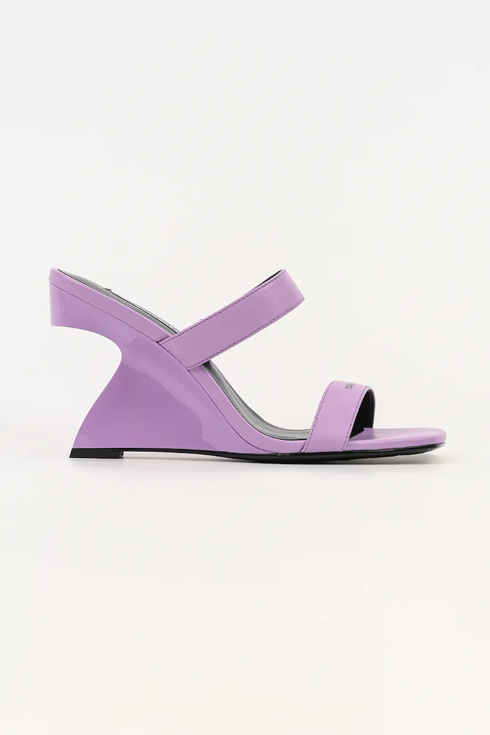Karl Lagerfeld ciabatte slide in pelle WAVERLY pelle fiore violetto KL34611.0LV
