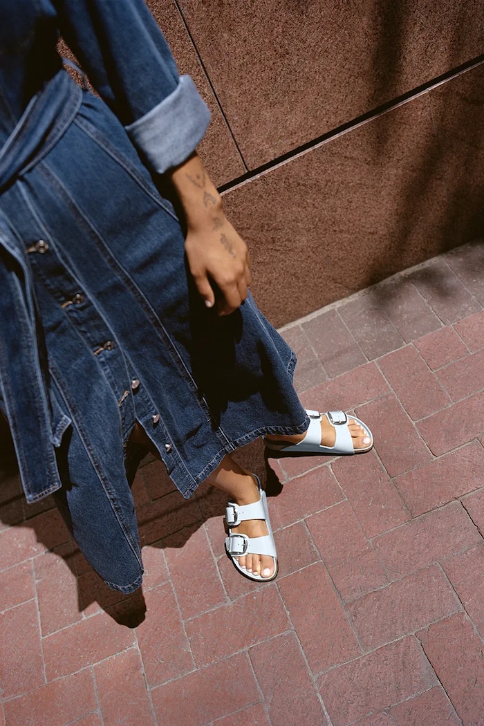 Birkenstock șlapi de piele Arizona Big Buckle 1030327 albastru