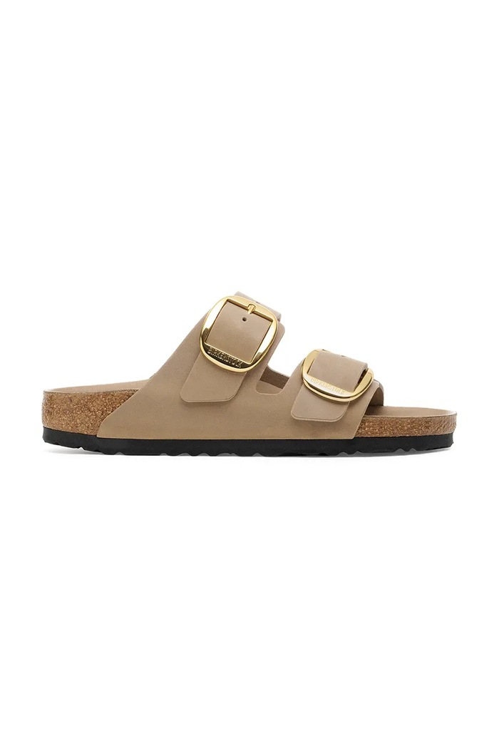 Usnjeni natikači Birkenstock Boston Big Buckle Ravna bež 1030395