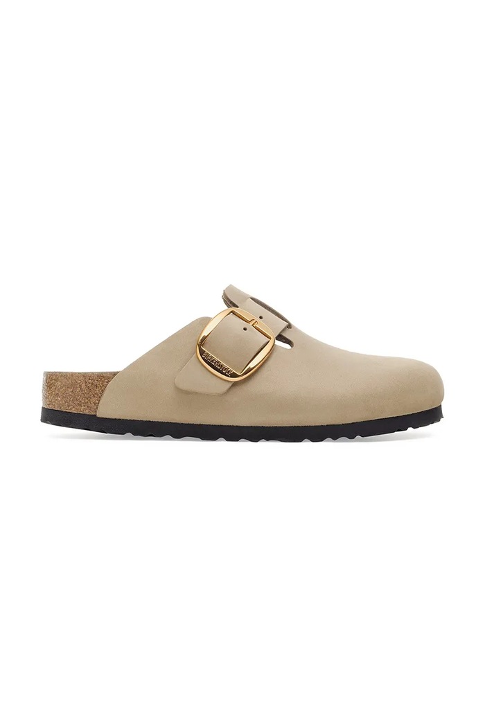 Шкіряні шльопанці Birkenstock Boston Big Buckle віденський бежевий 1030425