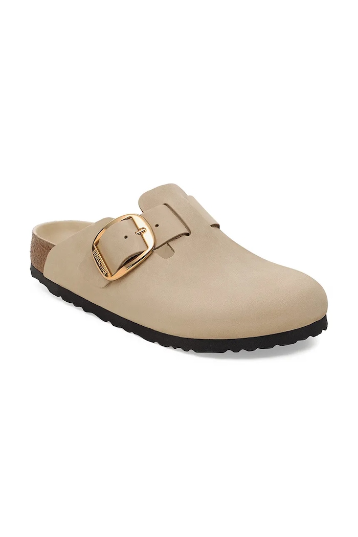 Шкіряні шльопанці Birkenstock Boston Big Buckle 1030425 бежевий AW25