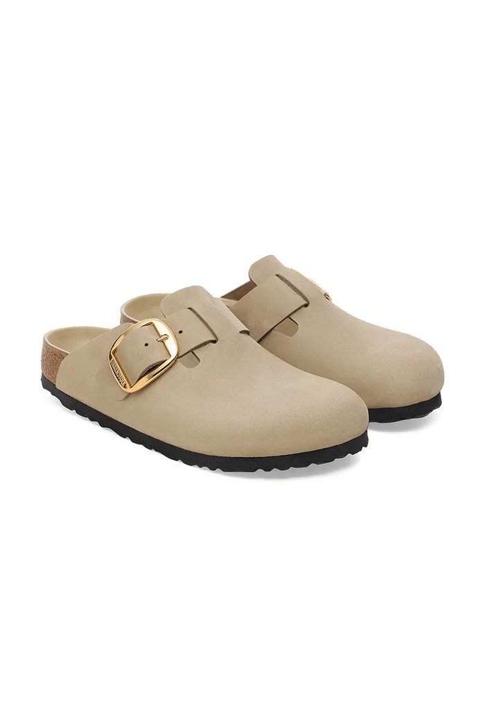 Взуття Шкіряні шльопанці Birkenstock Boston Big Buckle 1030425 бежевий