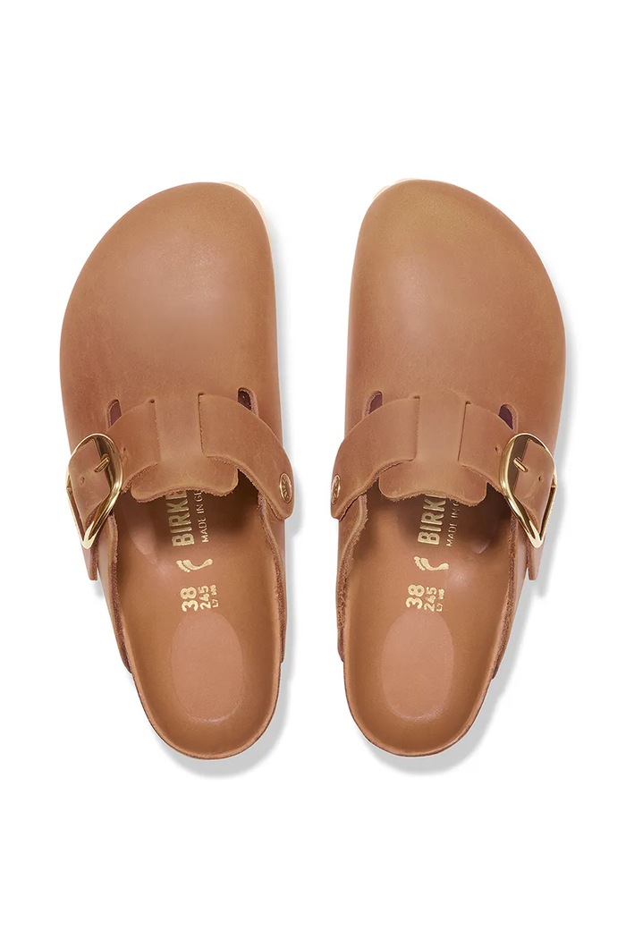 Obuwie Birkenstock klapki skórzane Boston Big Buckle 1030446 brązowy