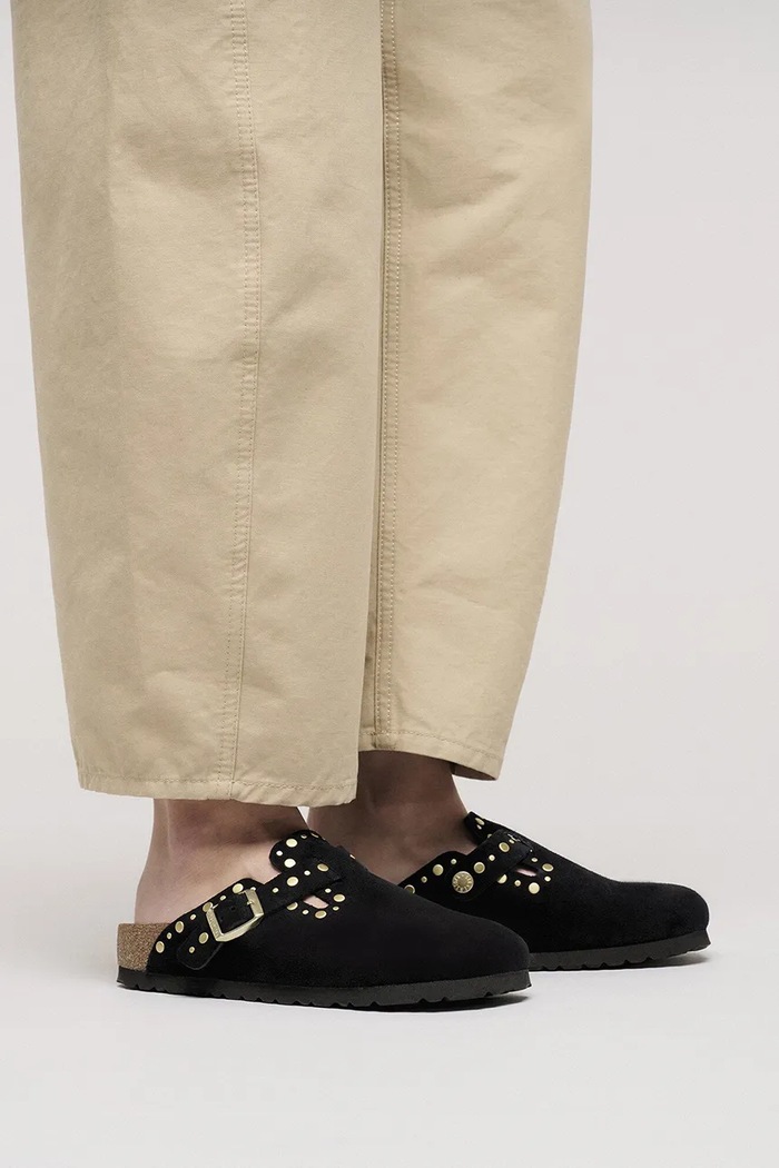 Semišové šľapky Birkenstock Boston Rivet 1030491