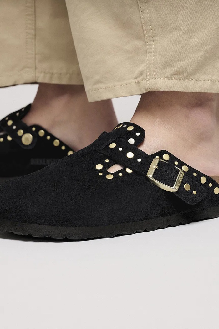 Semišové šľapky Birkenstock Boston Rivet 1030491