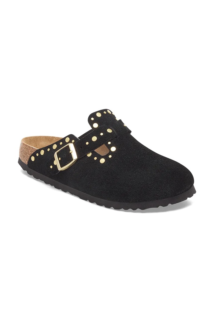 Semišové šľapky Birkenstock Boston Rivet 1030491 čierna SS26
