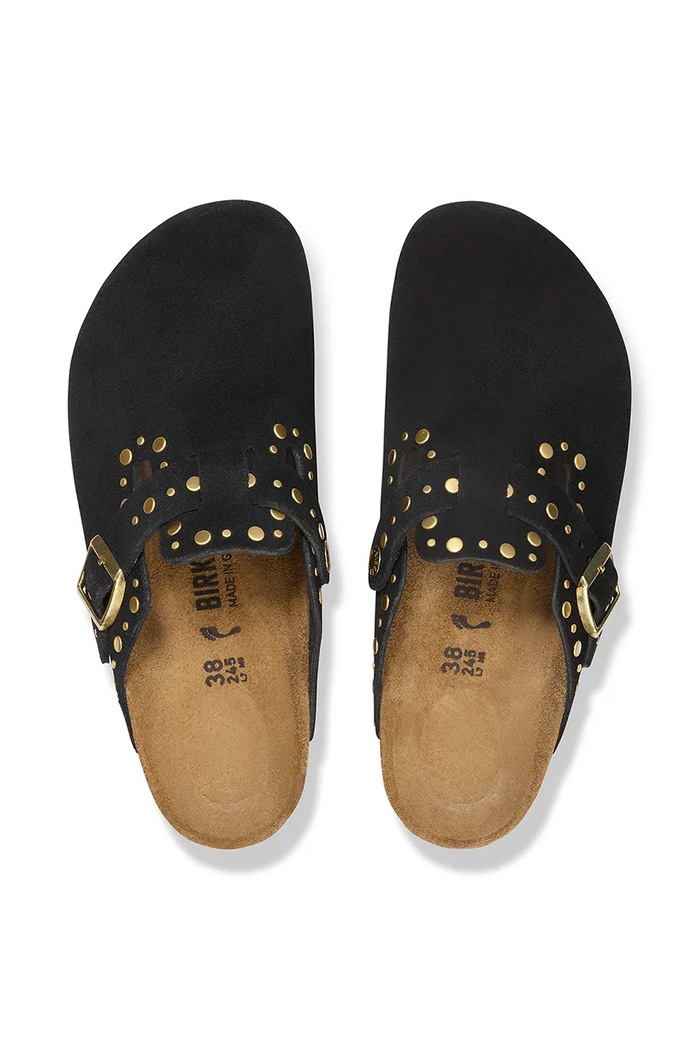 Semišové šľapky Birkenstock Boston Rivet čierna 1030491