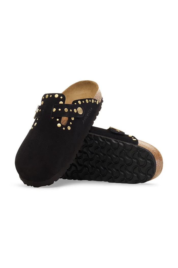 Semišové šľapky Birkenstock Boston Rivet 1030491 čierna