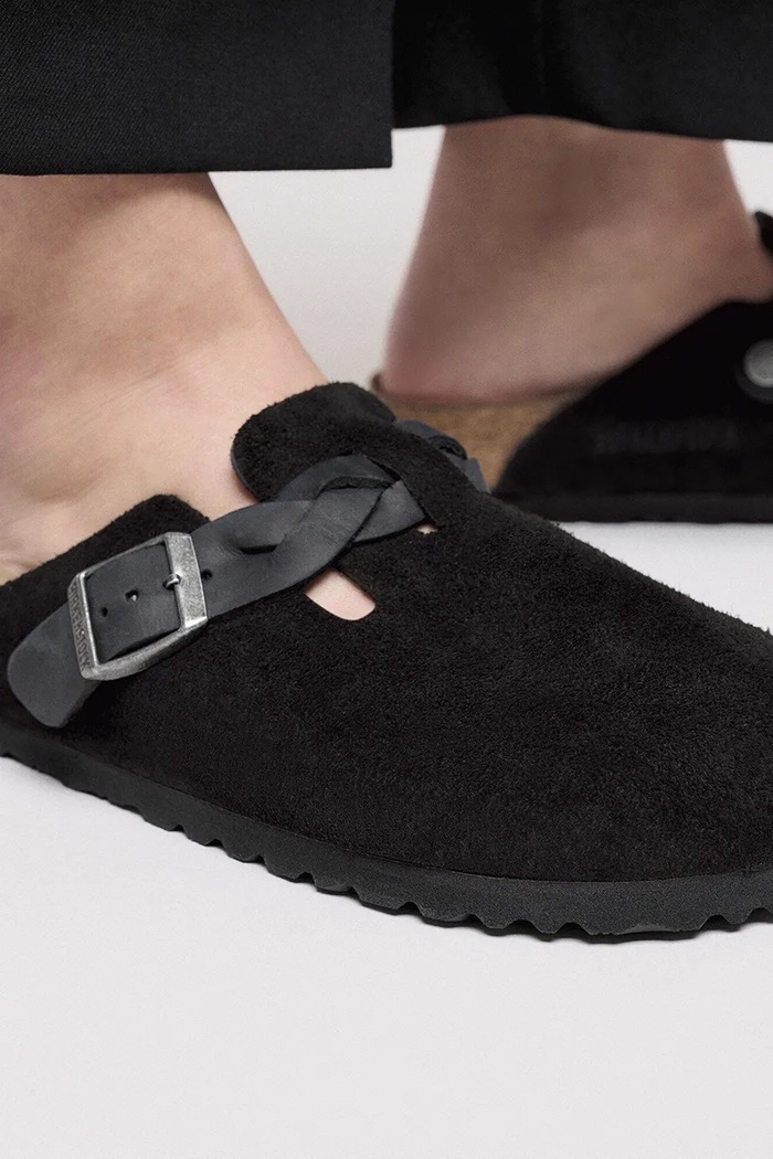 Semišové šľapky Birkenstock Boston Braided 1030497