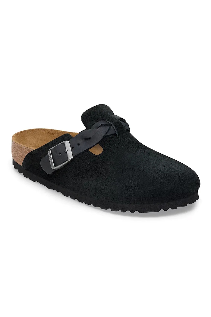 Semišové šľapky Birkenstock Boston Braided 1030497 čierna SS26