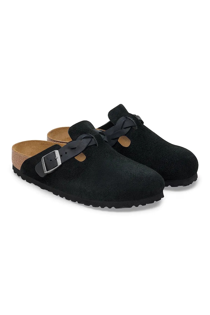 Obuv Semišové šľapky Birkenstock Boston Braided 1030497 čierna