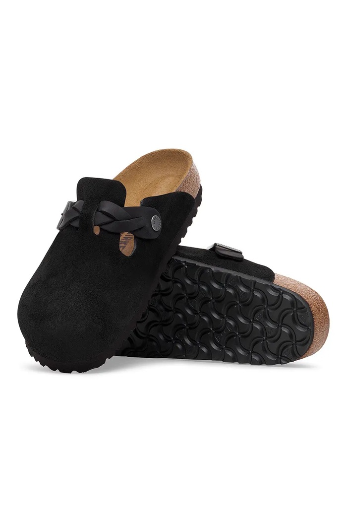 Semišové šľapky Birkenstock Boston Braided čierna 1030497