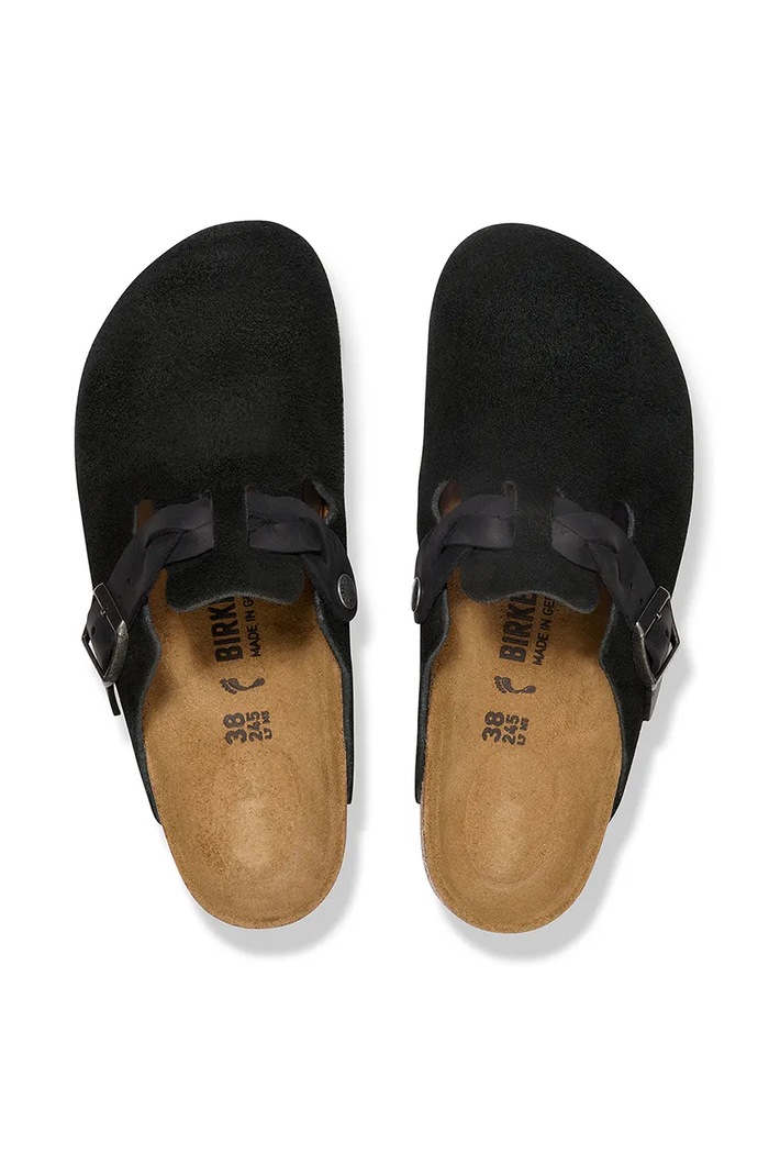 Obuv Semišové šľapky Birkenstock Boston Braided 1030497 čierna