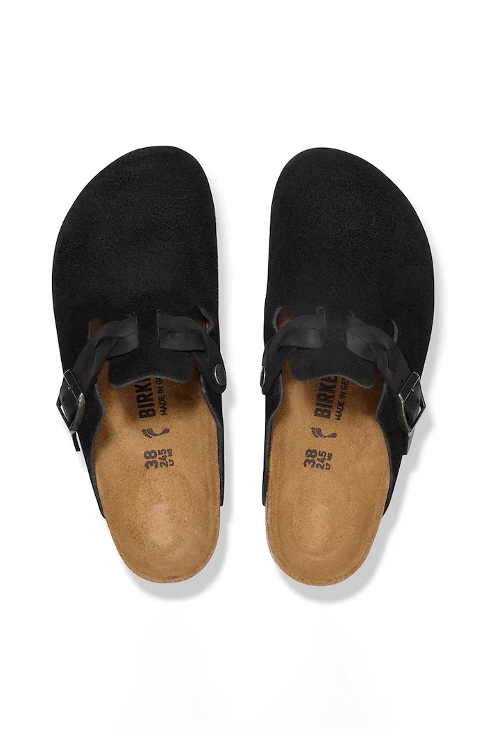 Semišové šľapky Birkenstock Boston Braided 1030497 čierna