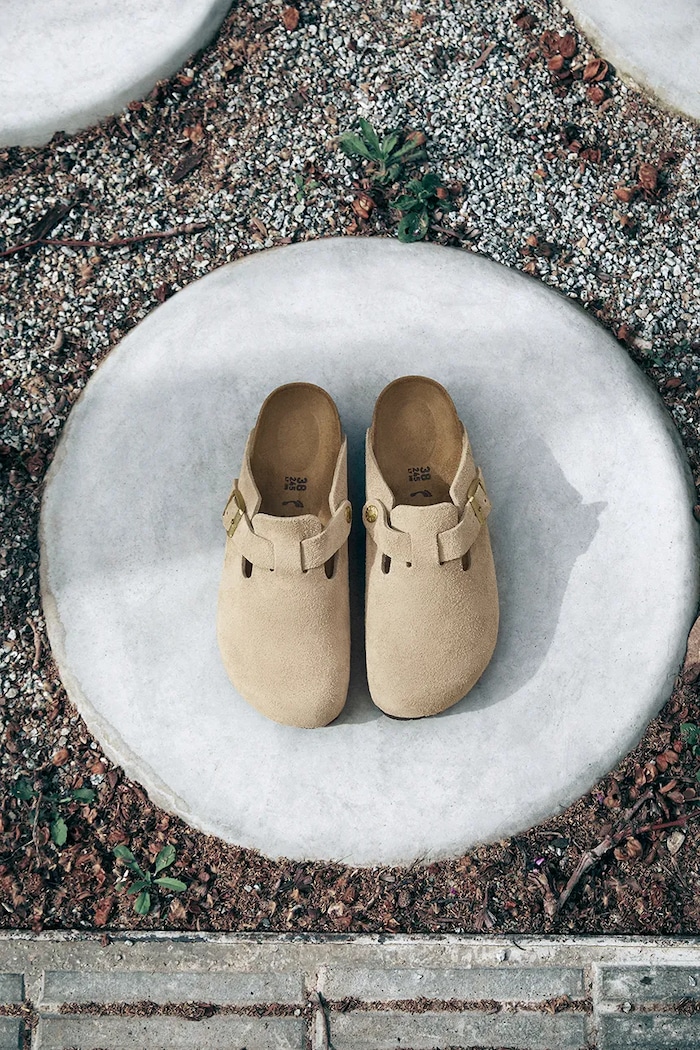 Birkenstock papuci din piele Boston bej 1030855