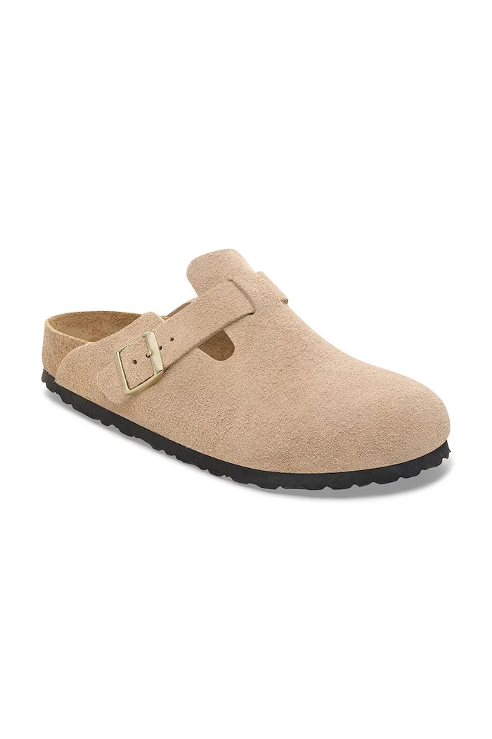 Замшевые шлепанцы Birkenstock Boston 1030855 бежевый SS26