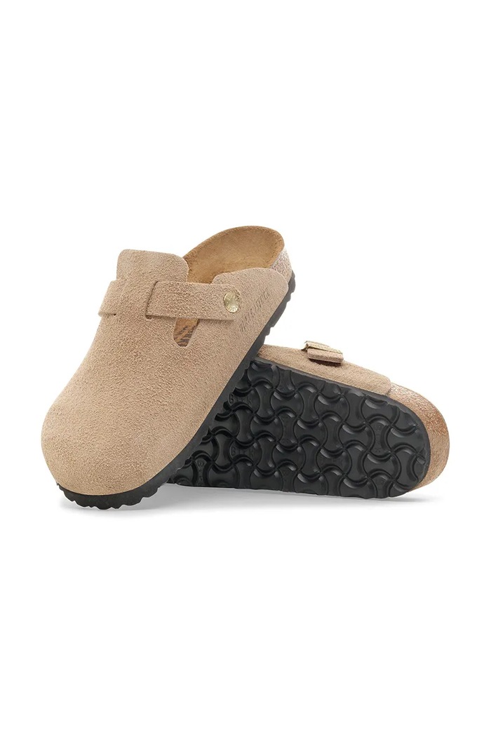 Замшевые шлепанцы Birkenstock Boston бежевый 1030855