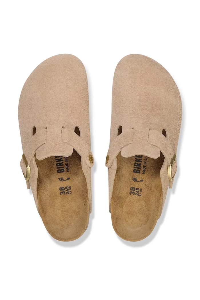 Замшеві шльопанці Birkenstock Boston 1030855 бежевий